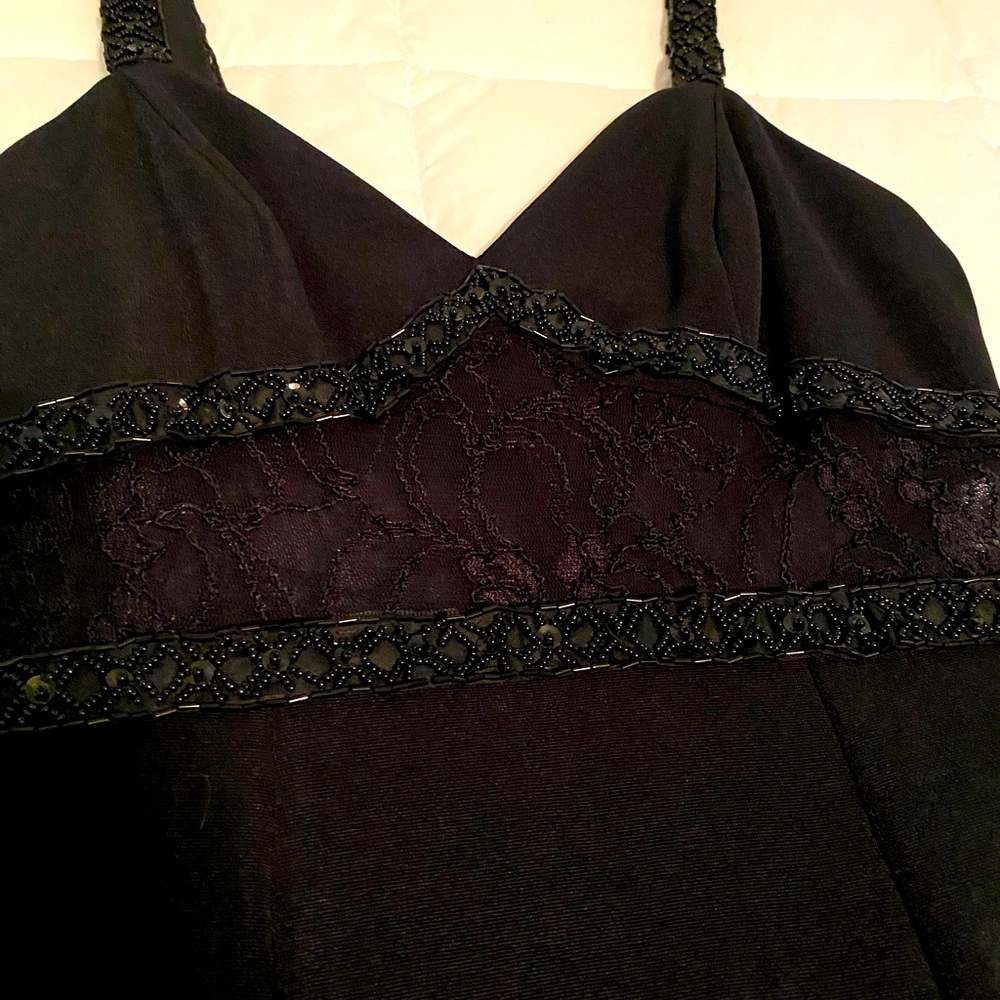 Dave & Johnny Long Black formal gown with beading